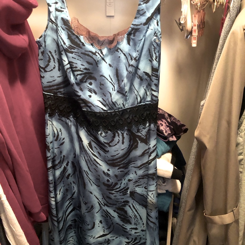 Blue & Black Animal Stripe Floor Length Dress 10/12